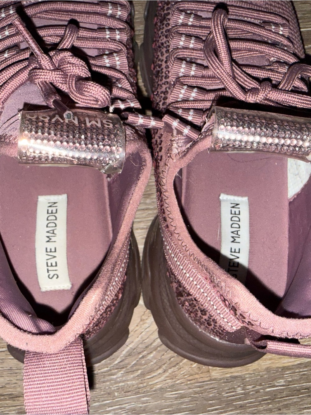 Steve Madden Women's Chunky Knit Sneakers in Mauve - Picture 3 of 7